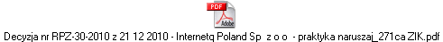 Decyzja nr RPZ-30-2010 z 21 12 2010 - Internetq Poland Sp  z o o  - praktyka naruszaj_271ca ZIK.pdf