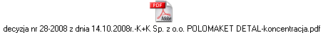 decyzja nr 28-2008 z dnia 14.10.2008r.-K+K Sp. z o.o. POLOMAKET DETAL-koncentracja.pdf