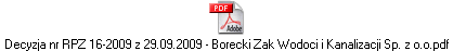 Decyzja nr RPZ 16-2009 z 29.09.2009 - Borecki Zak Wodoci i Kanalizacji Sp. z o.o.pdf